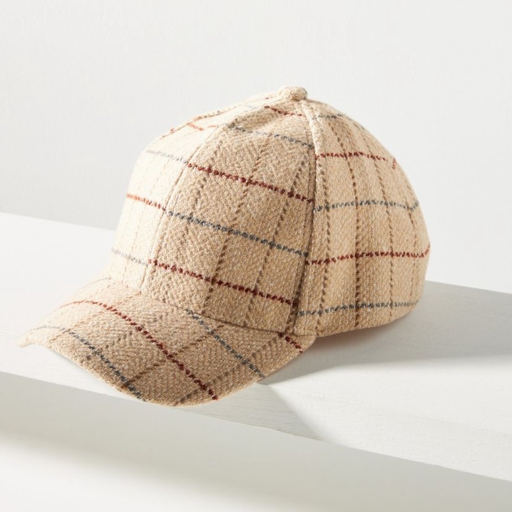 ANTHROPOLOGIE Plaid wool sezane madewell j crew Baseball Cap hat RARE SOLD OUT